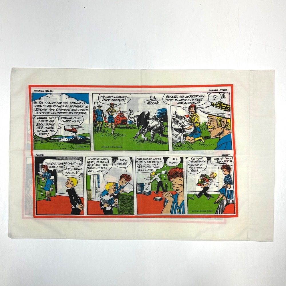 Vintage Chicago Tribune Comic Strip Pillowcase Brenda Starr Smilin Jack Smitty